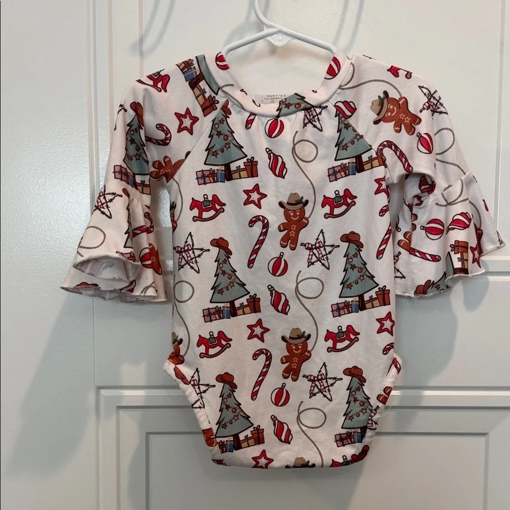 Festive western cowboy Gingerbread and Holiday Print Bodysuit